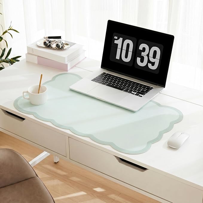 Scalloped Desk Mat, 23.6" x 11.8" Cute Small Aesthetic Desk Accessories by Ohocut