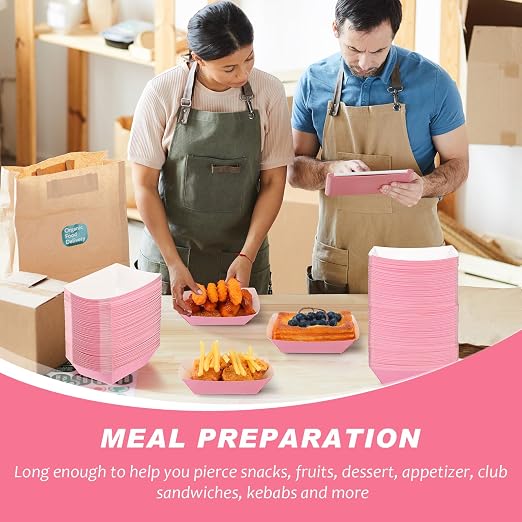 Yinkin 200 Pcs Paper Boat Disposable Graduation Food Trays Nacho Trays Kraft - Image 4