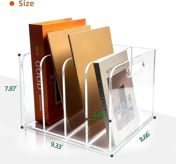 4 Vertical Compartments Clear Acrylic Magazine & File Holder – Multipurpose - Image 2