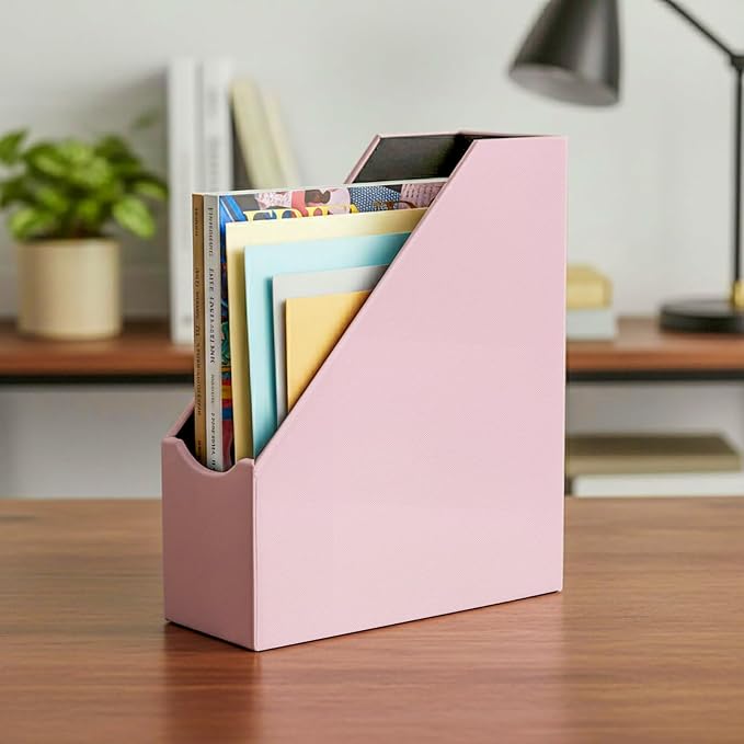UnionBasic Magazine File Holder, Leatherette Desktop Document Organizer - Image 3
