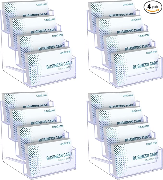 Uniclife 4 Pack Acrylic Business Card Holder by UnicLife