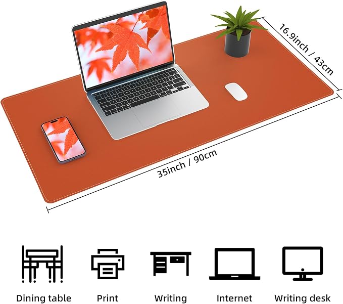 AFIING Cork Desk Mat, 35.4" x 17", Desk pad Protector | Dual-Sided Cork & PU - Image 2