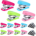 12 Pcs Mini Stapler with 12 Boxes Staple, Includes Built in Staple Remover by HOFURME