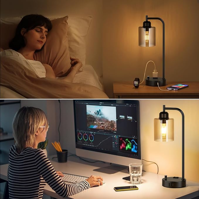 Industrial Bedside Lamps for Nightstand Set of 2 - Image 7