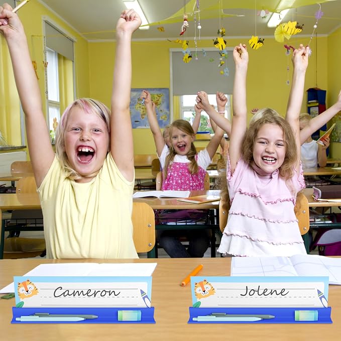 MJOGGOTT 24Pcs Classroom Desk Name Plates Holder Index Cards Storage, School - Image 5