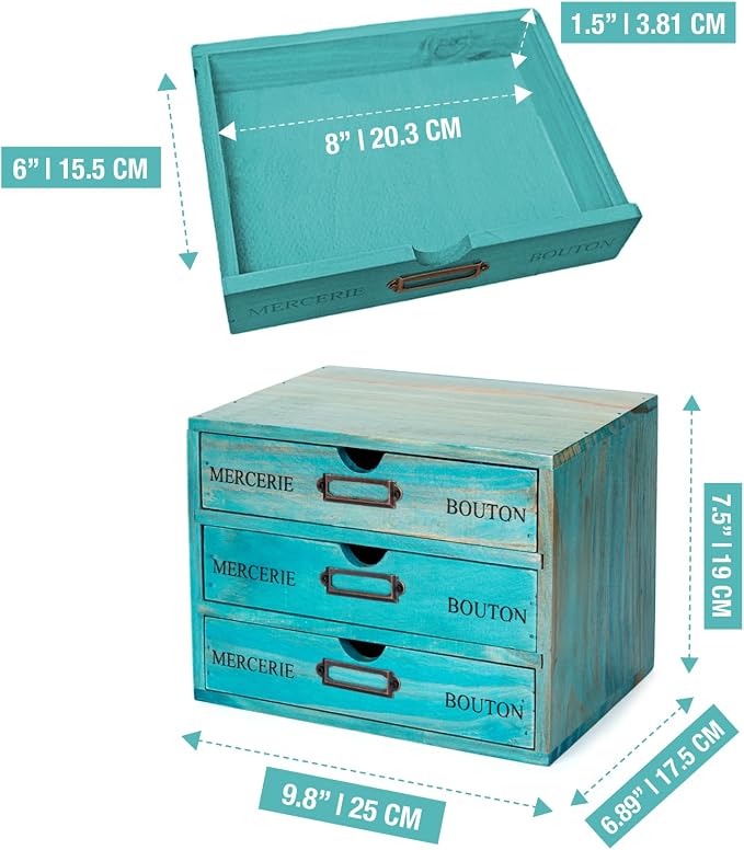 Turquoise 3-Tier Drawer Unit - Image 2
