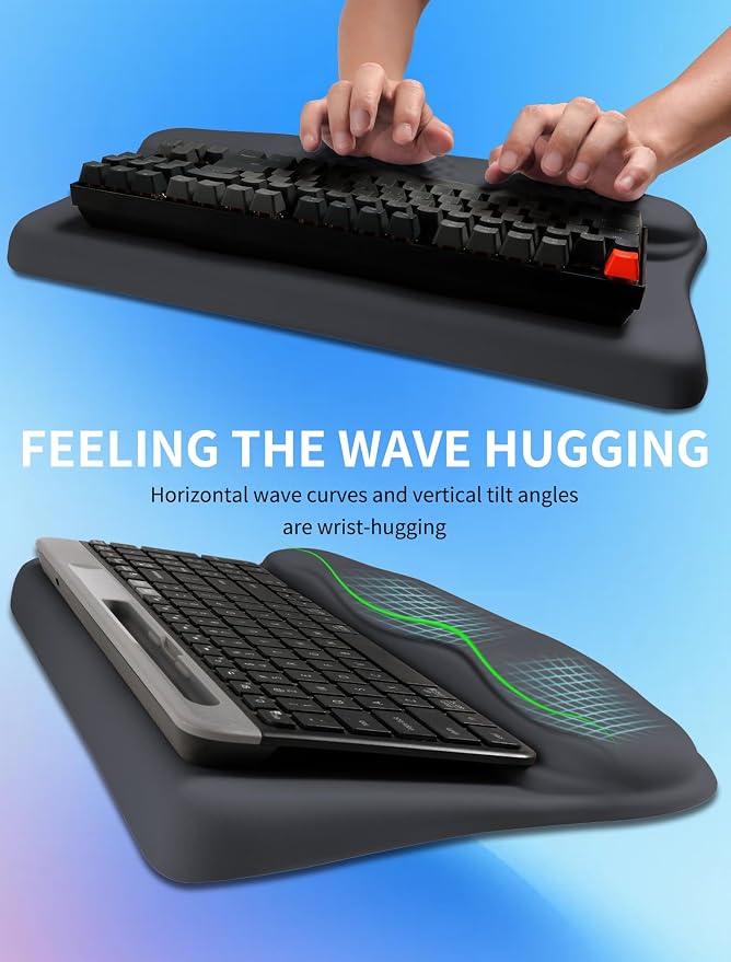 Ergonomic Wave Wrist Rest with Keyboard Stand, Cushioned Palm Rest, Comfortable - Image 4