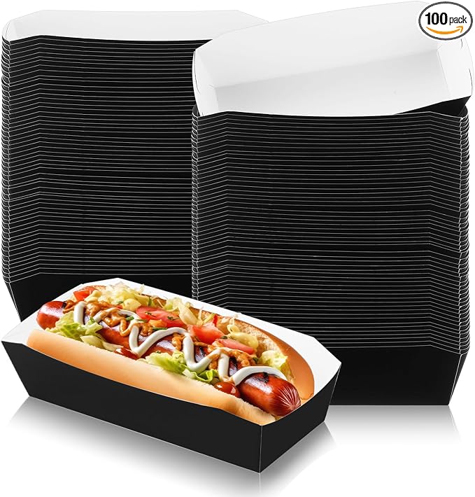 Yeaqee 100 Pcs 7" Paper Hot Dog Trays Disposable Paper Food Nacho Boats Hot Dog by Yeaqee