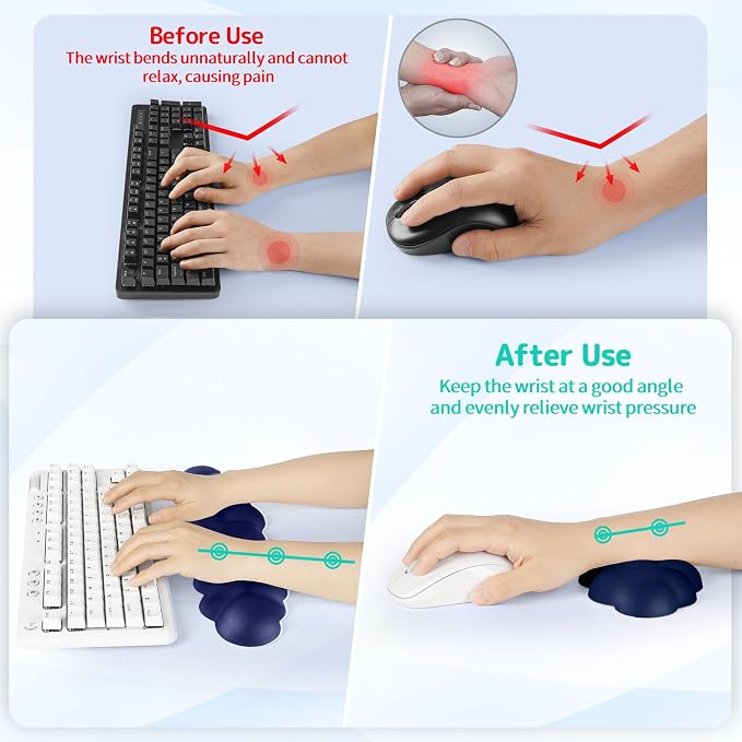 Sushret Cloud Wrist Rest Keyboard, Cloud Keyboard Wrist Pad Set - Image 3