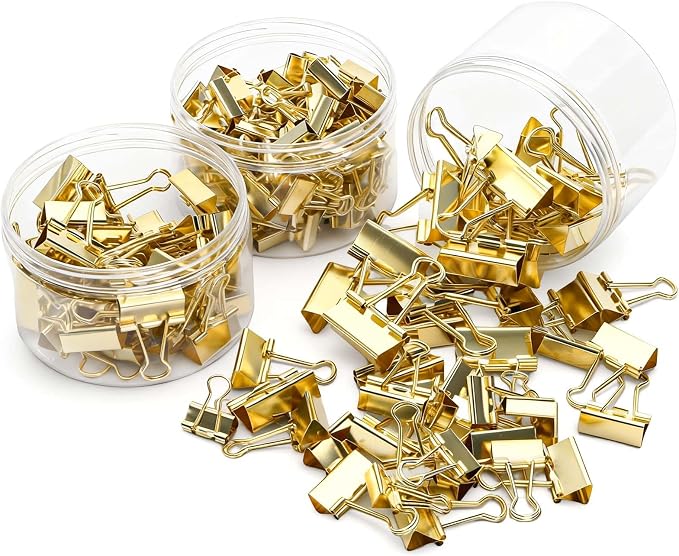 Fasmov 174 Pcs Gold Binder Clips Paper Clamps, Office Clip - Image 4