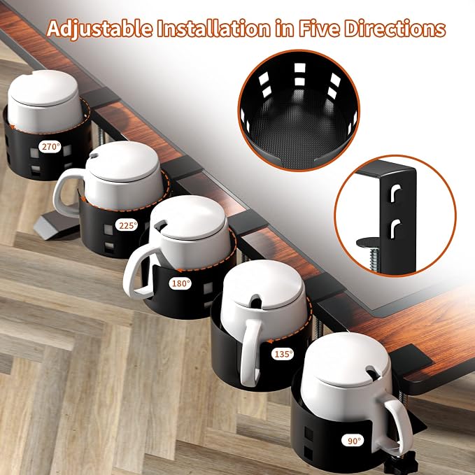 2 Pack Large Desk Cup Holder, OOKUU Anti-Spill Cup Holder - Image 5