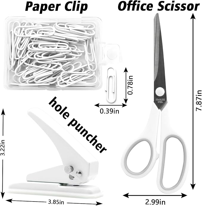 sportsvoutdoors White Desk Accessories, Modern Minimalist Office Supplies Set - Image 3