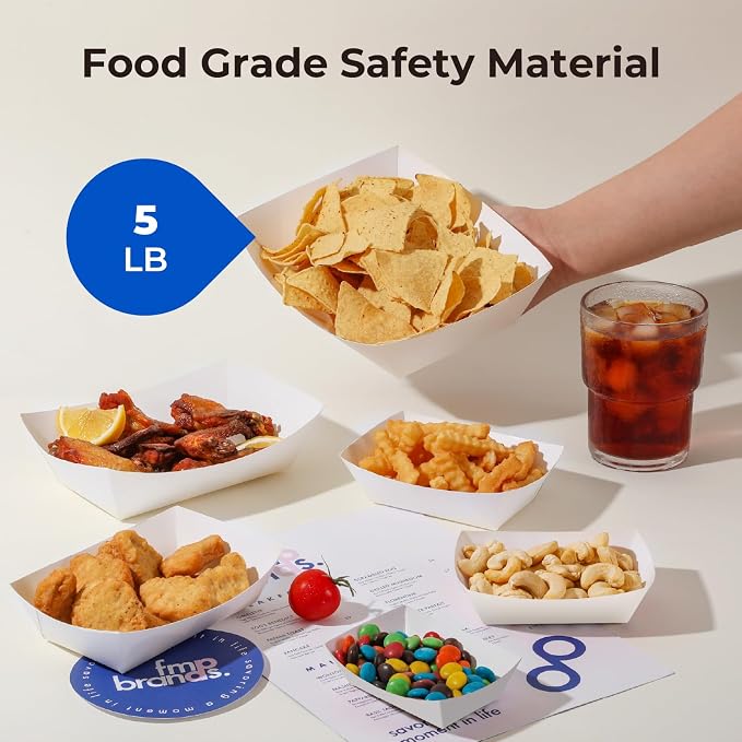 Fit Meal Prep [125 Pack 5 lb Paper Food Trays Heavy Duty Disposable Food Boats - Image 3