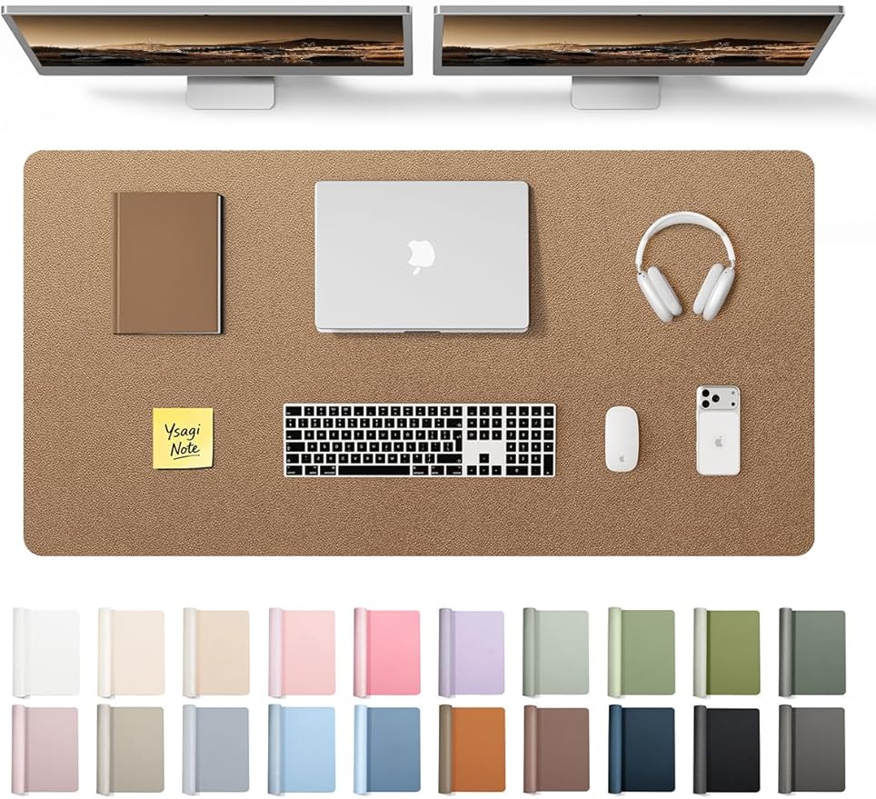 YSAGi Leather Desk Pad Protector, Office Desk Mat, Large Mouse Pad, Non-Slip PU by YSAGi