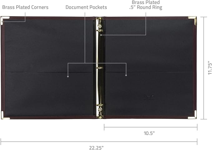 Samsill Classic Collection Leather 3 Ring Binder, Executive Presentation - Image 4