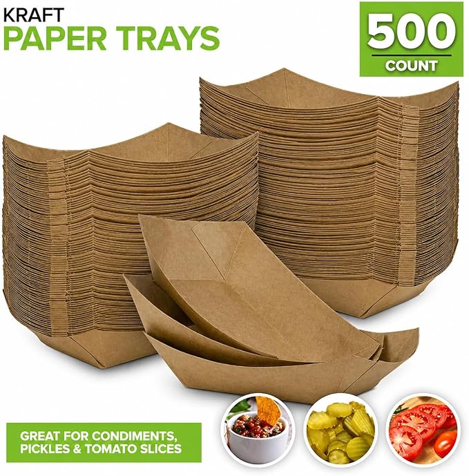Stock Your Home Mini Disposable Brown Kraft Paper Food Trays, 0.25-Lb - Image 3
