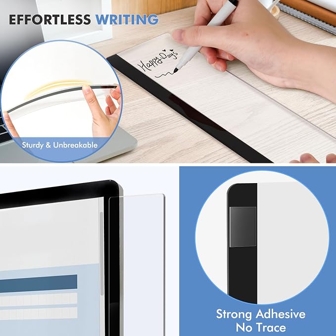 DOLLAR BOSS 3 Pcs 11" x 3.1" Transparent Acrylic Monitor Memo Board | Computer - Image 4