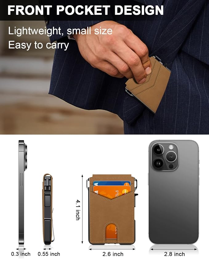 ZALVEX Wallet for Men, Mens Minimalist Wallet 9-13 Cards, Slim Compact Wallet - Image 6