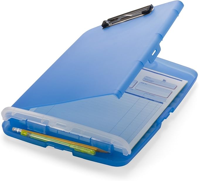Officemate Slim Clipboard Storage Box, Translucent Blue by Officemate