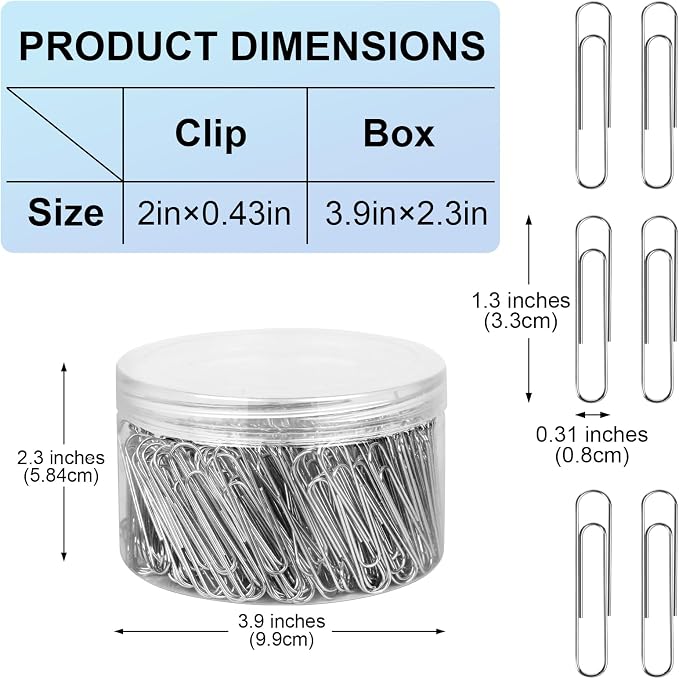 700 Pcs Large Paper Clips, 1.3 Inch Jumbo Paper Clips, Stainless Steel Paper - Image 2