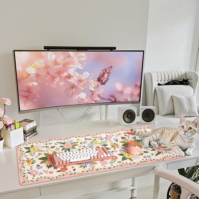 iCasso Floral Desk Mat for Keyboard and Mouse, Cute Gaming Mouse Pad XXL - Image 7