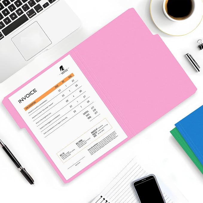 SUNEE File Folders, 100 Pack Manilla Folders 8.5 x 11, Colored File Folders - Image 4