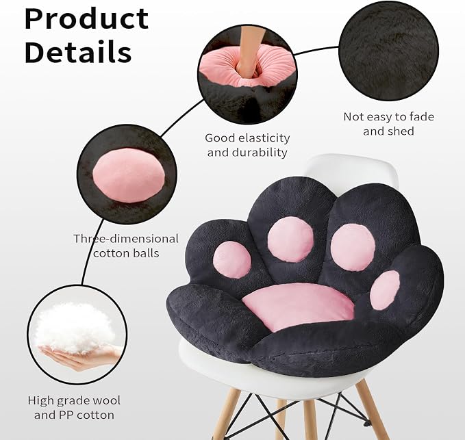 Ditucu Cat Paw Cushion Kawaii Chair Cushions 31.4 x 27.5 inch Cute Stuff Seat - Image 5