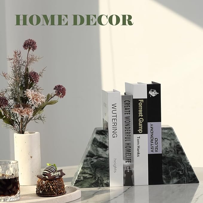 Karibiber Marble Bookends for Heavy Books, Decorative Bookends for Shelves - Image 4