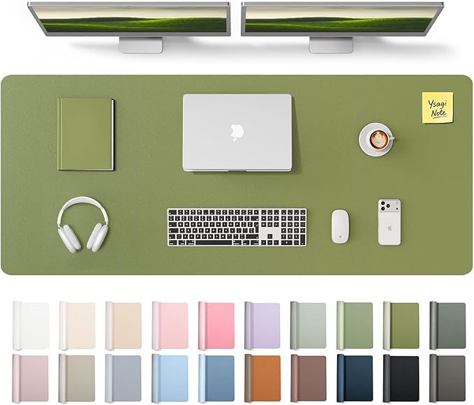 YSAGi Leather Desk Pad Protector, Office Desk Mat, Large Mouse Pad, Non-Slip PU by YSAGi