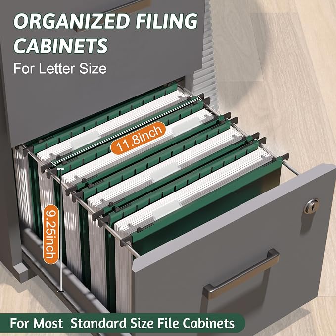 Plastic Hanging File Folder Extra Capacity, 12 Pack Reinforced Hang Folders - Image 2