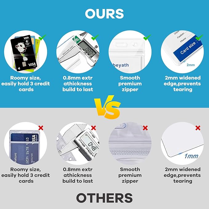 ABEYATH 50Pack Extra Thick ID Card Name Badge Holder Heavy Duty Waterproof - Image 5