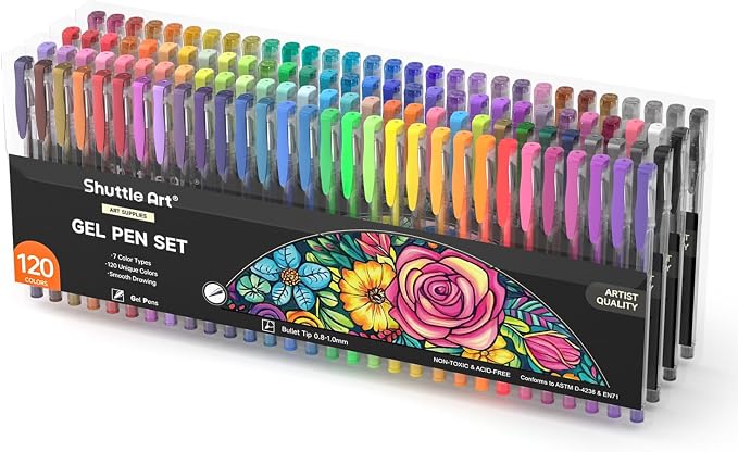 Shuttle Art 120 Unique Colors Gel Pens Gel Pen Set by ShuttleArt