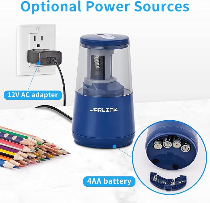 JARLINK Electric Pencil Sharpener, Heavy-Duty Helical Blade to Fast Sharpen - Image 5