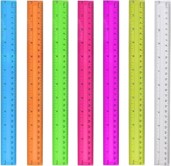 7PCS Clear Ruler, 12 Inch Plastic Rulers by HXSEMAYIG