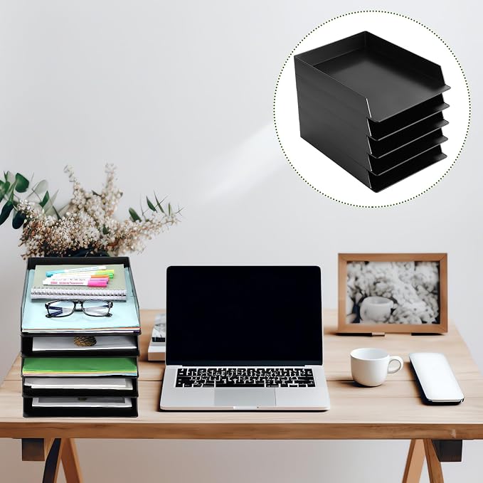 Wenqik 20 Pcs Stackable Paper Trays Rectangular Plastic Desk Holder Desktop - Image 6