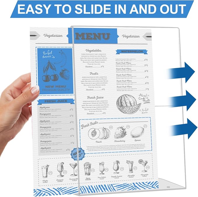 EHWINE 6 Pack 8.5 x 11 Acrylic Sign Holder, Vertical Slanted Back Paper Holder - Image 5