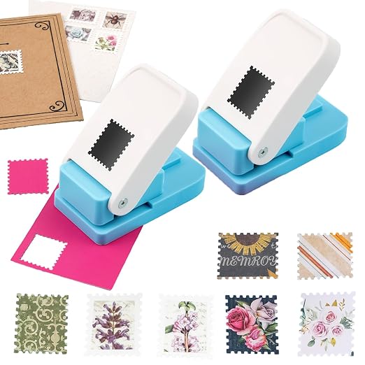 BAOFALI 2Pcs/Set 1X0.8inch Rectangular Postage Stamp Punch, Scalloped Rectangle by BAOFALI