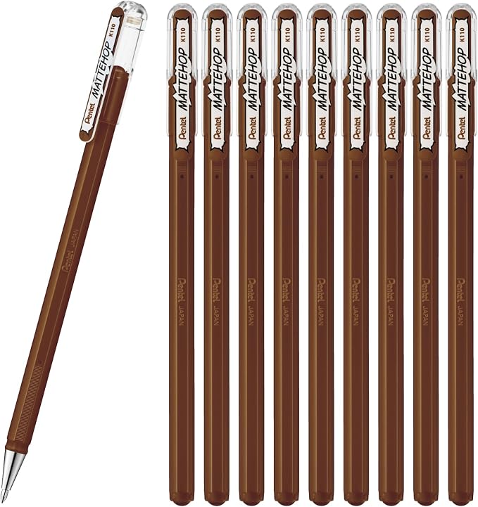 Pentel Color Ballpoint Pen, Matte Hop, 10 Pens K110-VE by PentelofAmerica