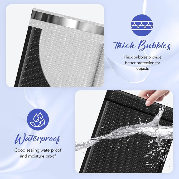 Fuxury Bubble Mailers 9.5x14.5" 25 Pack Black Large Padded Envelopes | Usable - Image 3
