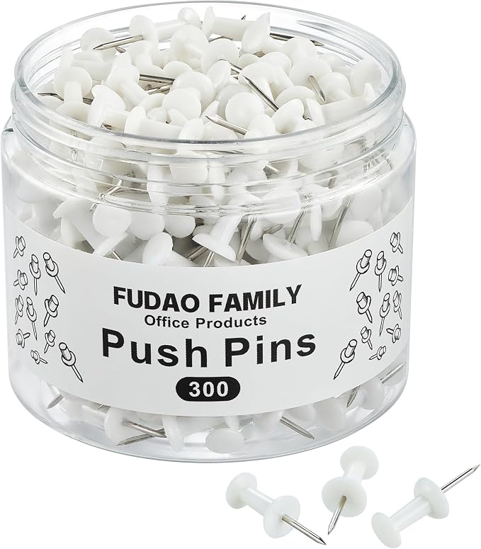 FUDAO FAMILY 300pcs Push Pins for Bulletin Board, Thumb Tacks for Wall Corkboard by FUDAOFAMILY