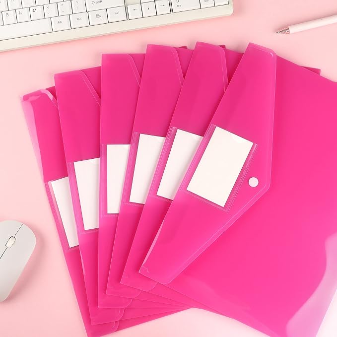 6 Pack Clear Document Folders Plastic Envelopes, A4 Size, - Image 6