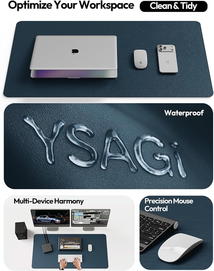 YSAGi Leather Desk Protector, Office Mat, Large Mouse Mat, Non-Slip PU Leather - Image 8