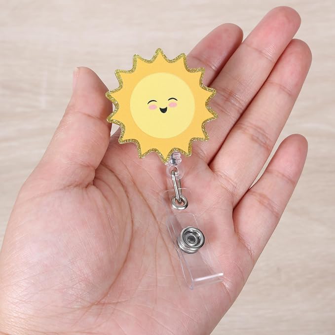 Funny Sunshine Nurse Badge Reel, Cute Happy Sun Retractable ID Badge Holder - Image 2