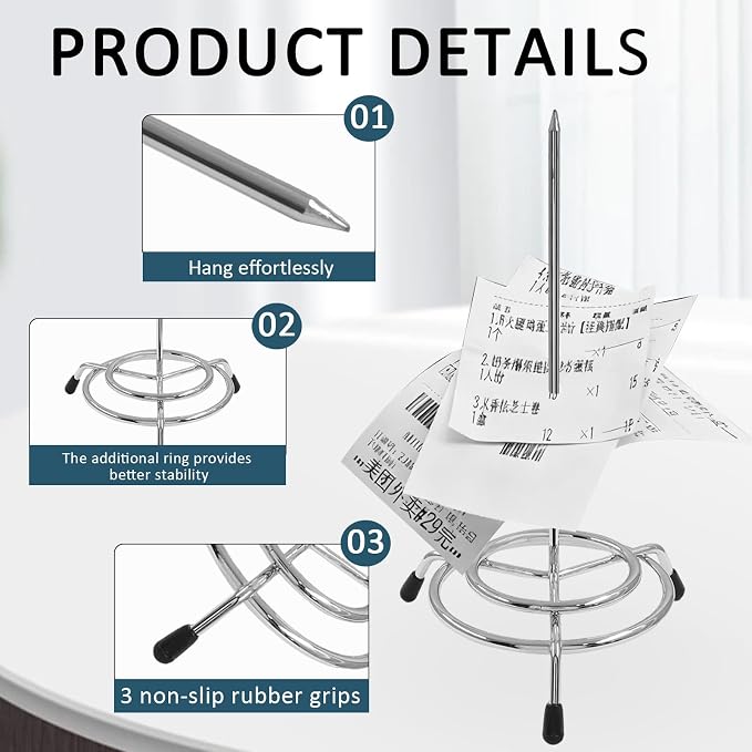 Uenhoy 4-Pack Stainless Steel Ticket Stabber, Receipt Spike Holder, Check - Image 4