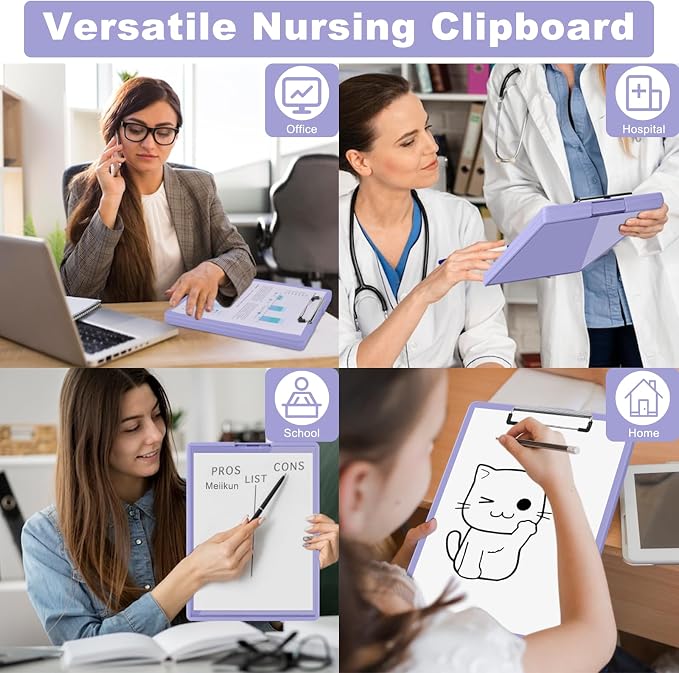 Meiikun Clipboard with Storage, Plastic Clip Boards 8.5x11 Folder with Clear - Image 7