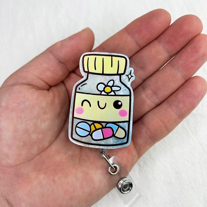 Cute Pharmacy Tech Badge Reel Holder Retractable - Image 3