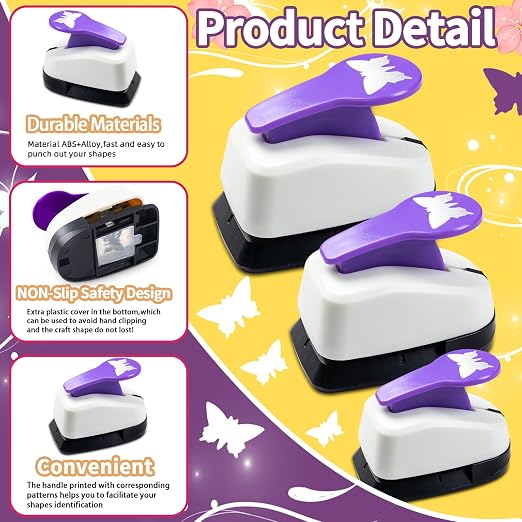 Butterfly Punch Set, 3/8 Inch, 5/8 Inch, 1 Inch Butterfly Hole Puncher Set - Image 4