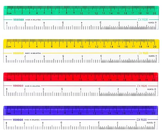 8 inch/20 cm Rulers. Pack of 12 of Premium Quality Plastic Transparent Rulers | by YosogoEnterprise