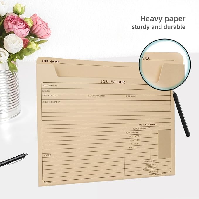 25-Pack Heavy Duty Manila Job Folders 10x12 Inch – Preprinted Project - Image 4