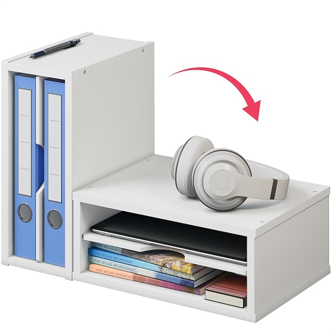 Ballucci File Organizer, 2-Tier Document Paper Sorter, Stackable Wood Desk - Image 5